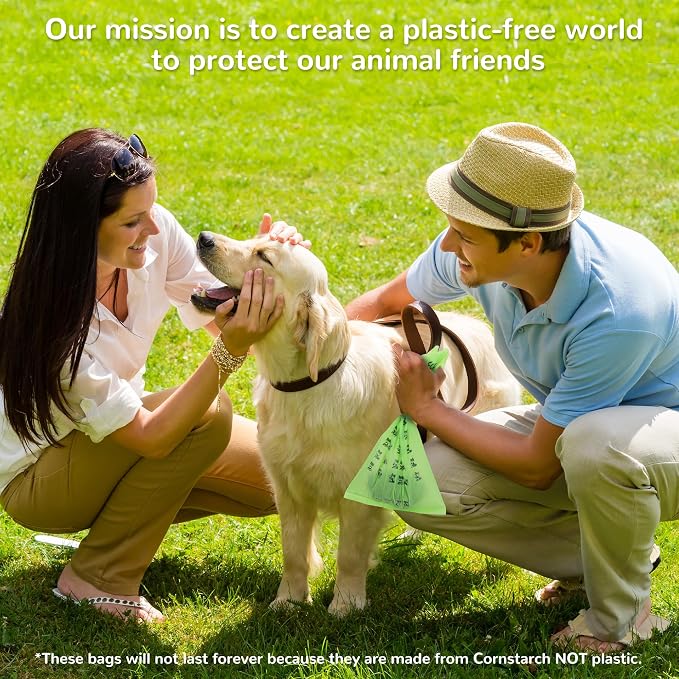 Compostable Dog Poop Bags, 240 Count/16 Rolls, Leak-Proof Unscented, Plant-Based Biodegradable, Tear-Free Easy Open Rolls, ASTM D6400 & EN13432 Certified, Dark Green