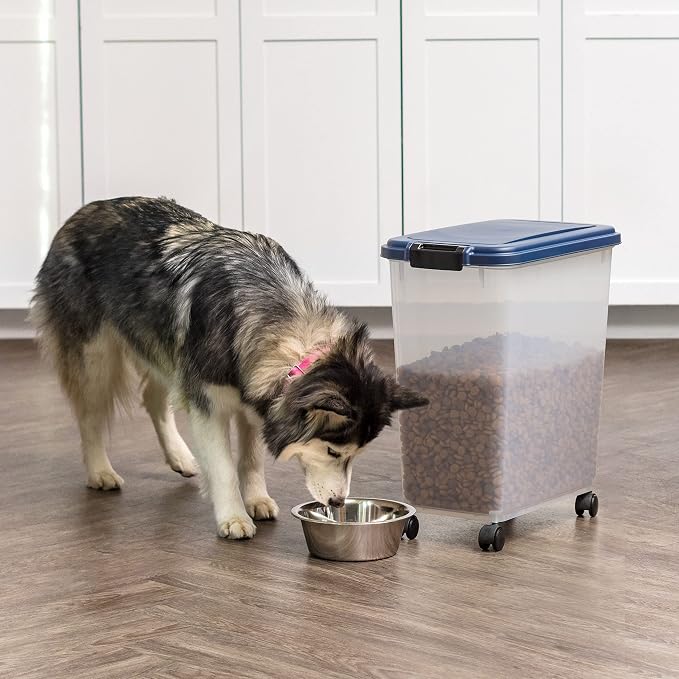 IRIS USA Dog Food Storage Container, Up to 40 lbs, Navy