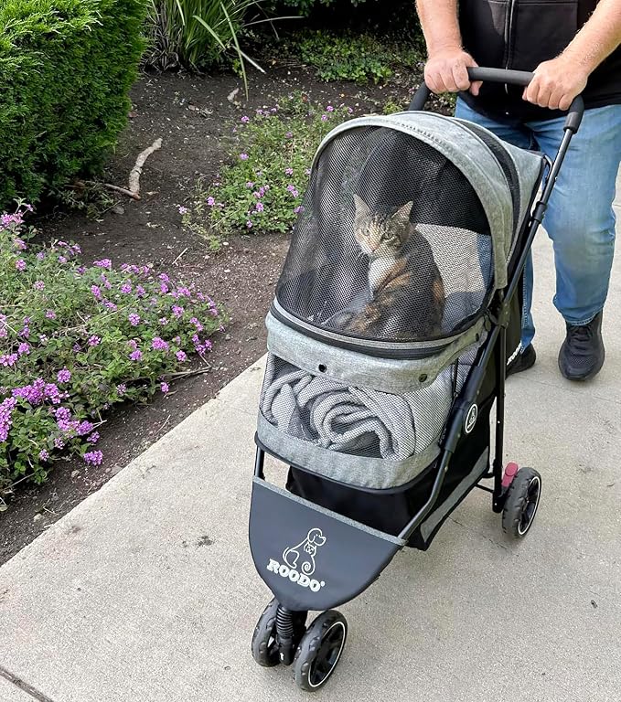 ROODO 3-Wheel Pet Stroller - Cationic Ash, up to 30lbs