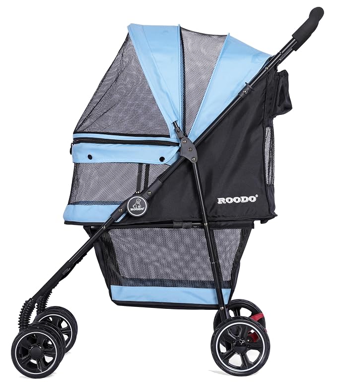 ROODO 4-Wheel Pet Stroller - Sky Blue, up to 30lbs, All-Terrain