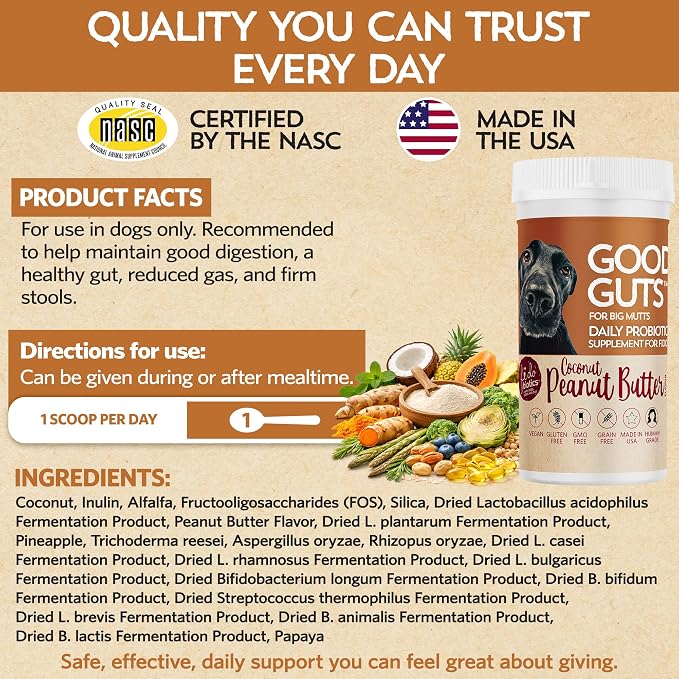 Fidobiotics Good Guts Probiotics for Large Dogs, Pack of 2