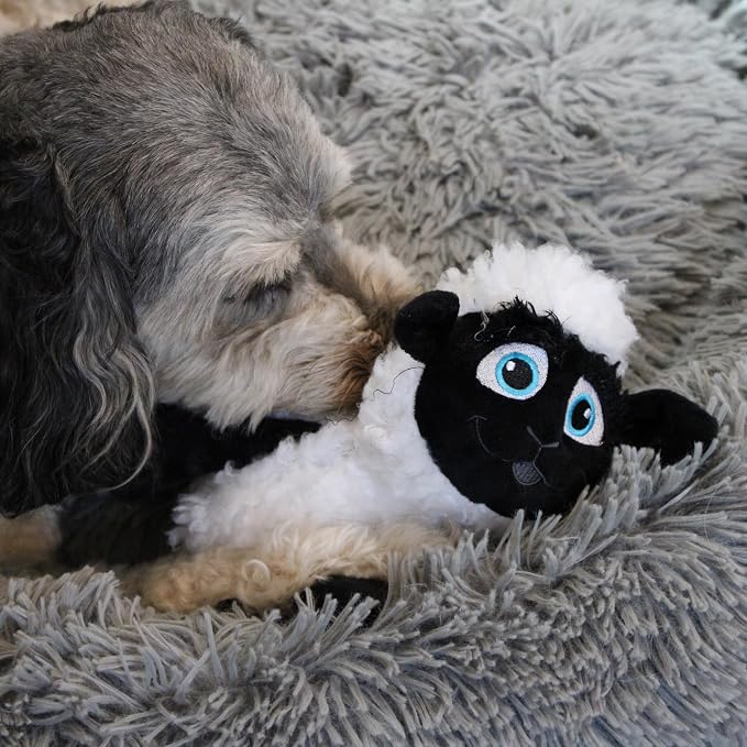 SPOT Baa Baa Black Sheep Plush Dog Toy - Cute and Cuddly Fleece Toy with Squeaker for Medium to Large Dogs and Puppies, 13in Black and White Lamb
