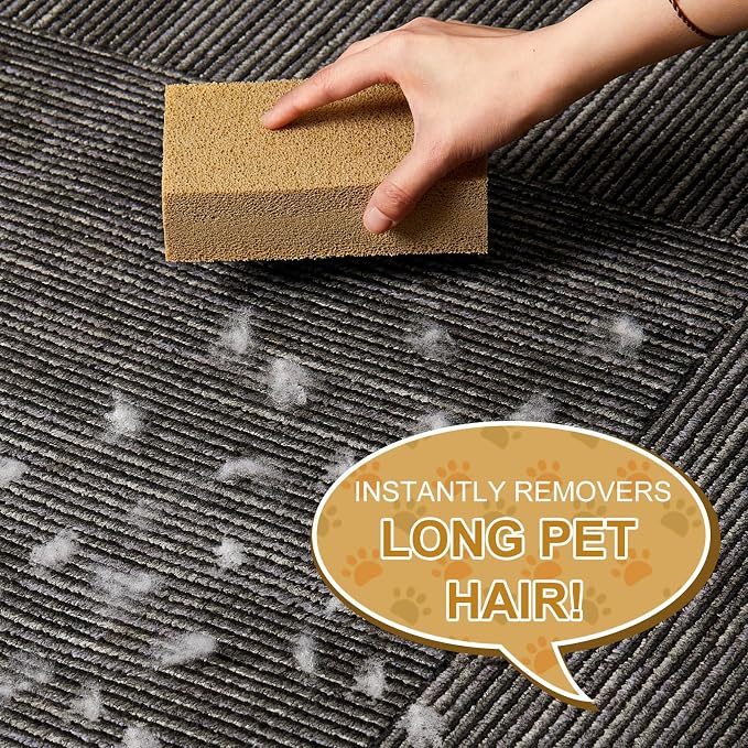 Pet Hair Remover Sponge Cat and Dog Hair Sponge Rubber Pet Fur Lifter Removal Tool, Remove from Furniture, Carpet, Bedding, Clothing, 6.26 x 3.28 x 1.89 Inch(Khaki,2 Pack)