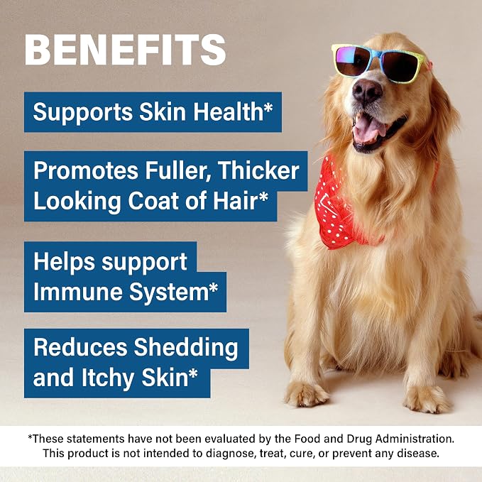 PawMedica Omega 3 Chews for Dogs - Skin & Coat Support, 90 Count
