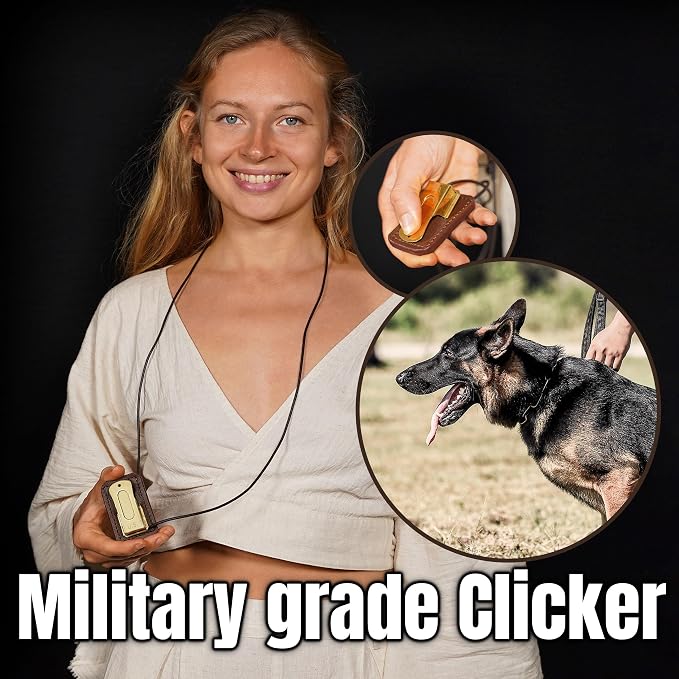 Brass and Steel Pet Training Clicker, with Leather Gripper