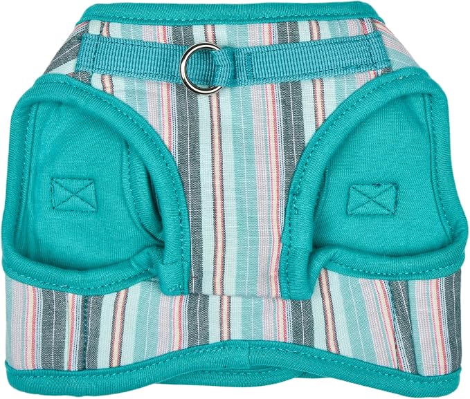 Puppia Theros Dog Vest Harness B (Step-in) Fashionable Striped Pattern Spring Summer Harness for Small and Medium Dogs, Aqua, Medium