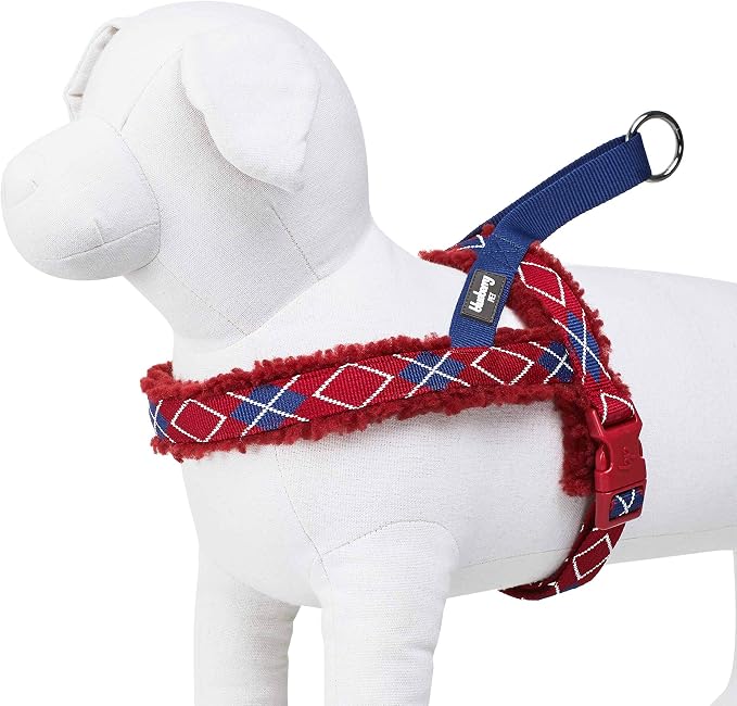 Blueberry Pet Soft & Comfy Scottish Argyle Fleece Padded Dog Harness