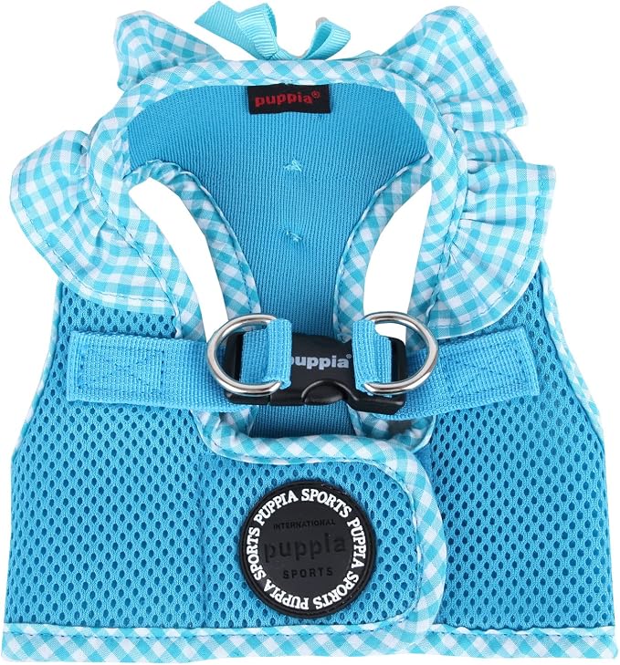 Puppia Vivien Vest Dog Harness Step-in All Season Mesh Cute No Pull No Choke Walking Training for Small Dog, Sky Blue, X-Small