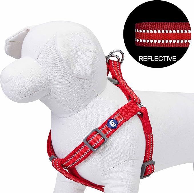 Blueberry Pet Essentials Step-in Reflective Back to Basics Dog Harness, Rouge Red, Chest Girth 16.5" - 21.5", Small, Adjustable Harnesses for Dogs