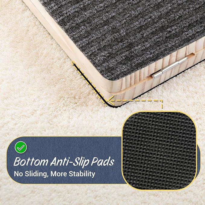 Dog Ramp for Stairs 6 Pack - Adjustable Wooden Stair Wedges for Small Dogs, Foldable Indoor Dog Stair Ramp with Triangular Support and Non-Slip Pads for Senior and Short-Legged Pets