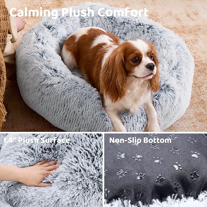 JOLLYVOGUE 20" Calming Donut Dog & Cat Bed