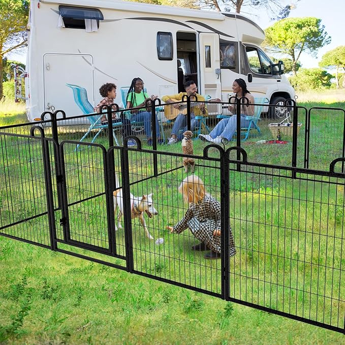 Anti-Rust Dog Playpen, 40in 24 Panels, Snowy Black