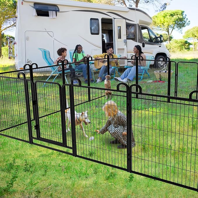 Anti-Rust Dog Playpen, 40in 12 Panels, Snowy Black