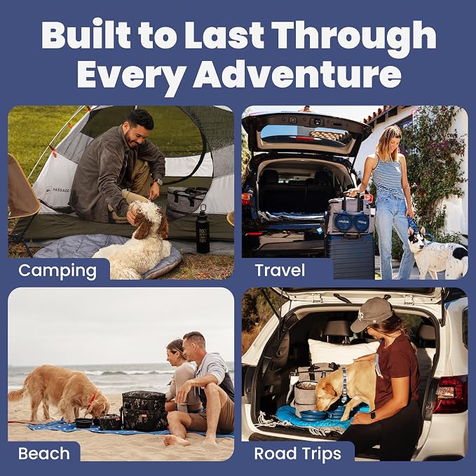 The Original Doggy Bag Dog Travel Kit with Bowls & Food Containers, Paw Print