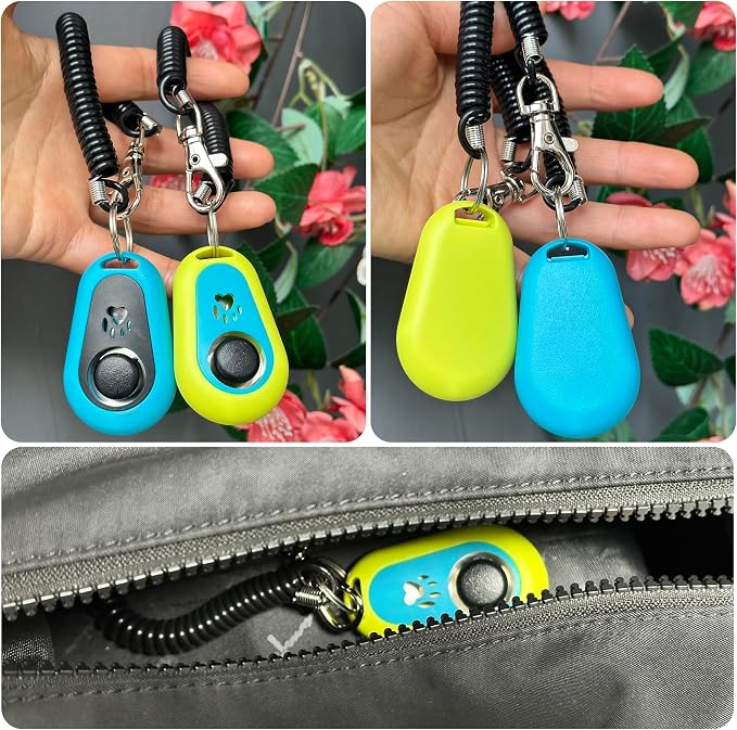 Pet Training Clicker with Strap, Blue & Green