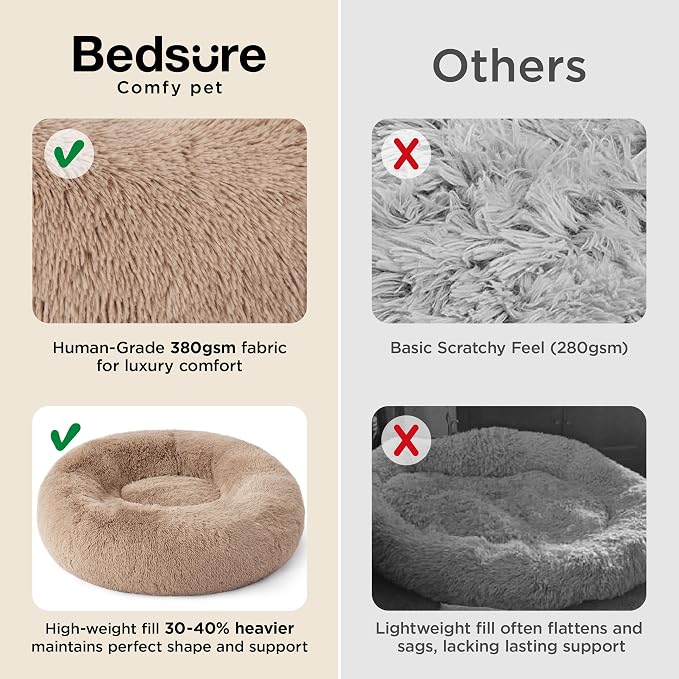 Bedsure Calming Small Dog Bed Donut Washable Cat&Puppy Bed,23 inches 2 Pack