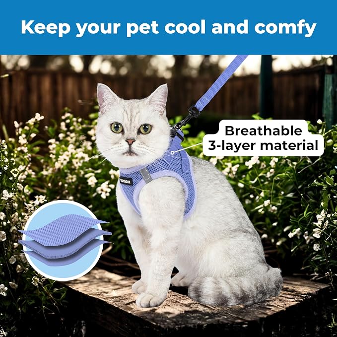 Voyager Step-in Pet Harness - All Weather Mesh, Adjustable Step in Harness for Cats and Dogs by Best Pet Supplies - 307 Set Lavender, XXS