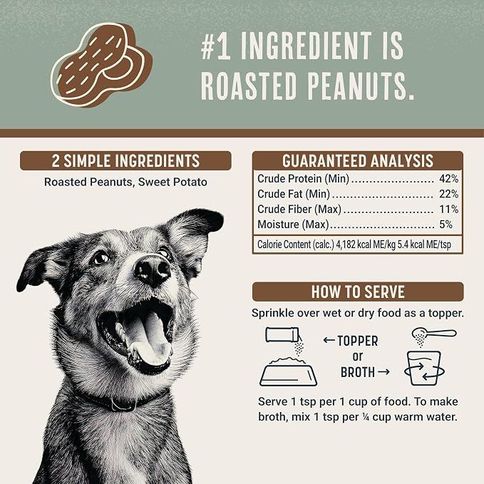 BEAUMONT BASICS Flavors Food Topper for Dogs, Peanut Butter Recipe, 3.1-Ounce