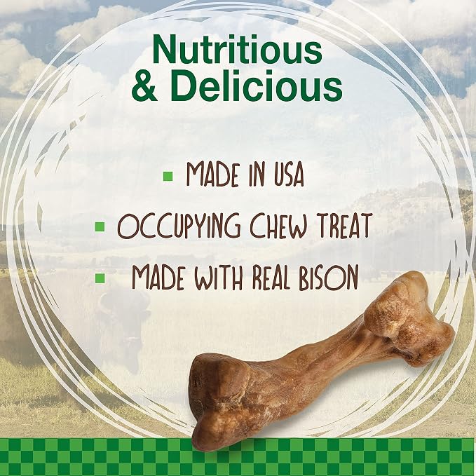 Nylabone Healthy Edibles Wild Natural Dog Chew Treats, Bison Flavor, Small Dogs Up to 20 lbs - Made in USA (16 Count) (Pack of 2)