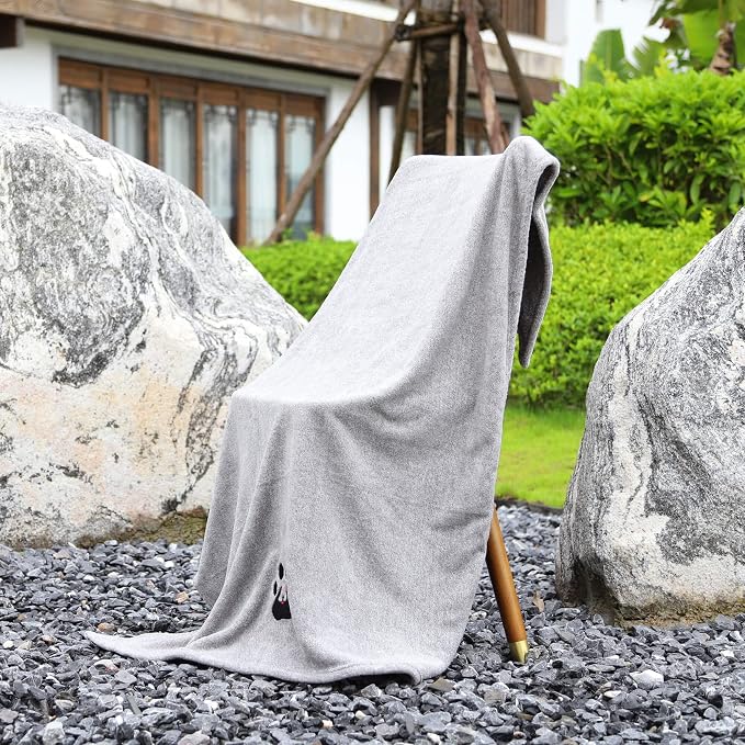 Dogvingpk Extra Large Dog Towel 2 Pack, Super Absorbent Soft Quick Drying Microfiber Pet Bath Towels for Large & Medium Dogs (XL-55" * 36", Grey and Brown)