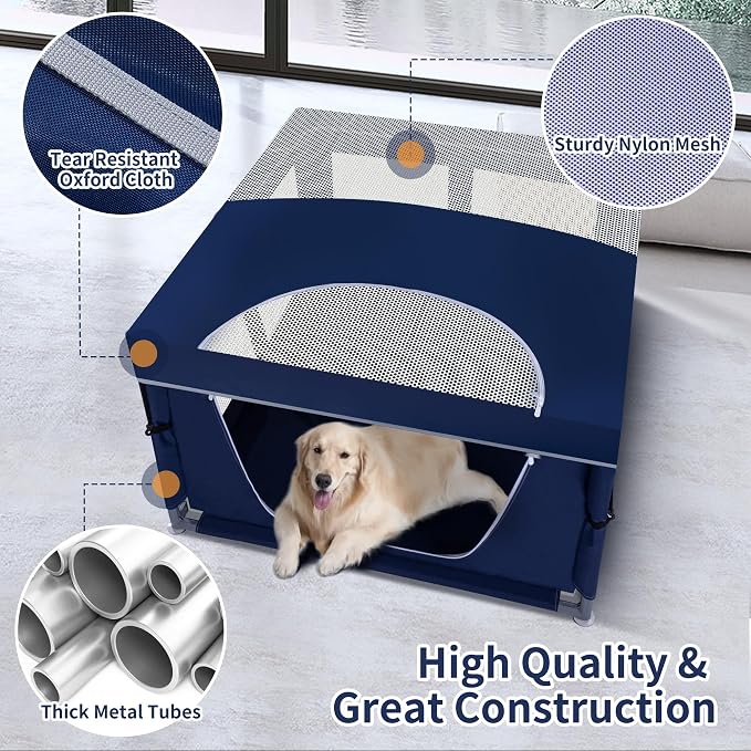 Dog Kitten Playpen with Play Pen Cover for Cat Indoor, 41 x41 x25.5 Puppy Playpen for Small Pet with See-Through Topper Proof Enclosed Door Dog Pen, Sturdy Warm Protable Play Pen for Cat