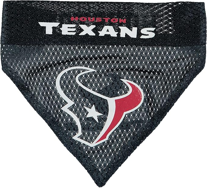 NFL DOG BANDANA - HOUSTON TEXANS REVERSIBLE PET BANDANA. 2 Sided Sports Bandana with a PREMIUM Embroidery TEAM LOGO, Large/X-Large. - 2 Sizes & 32 NFL Teams available