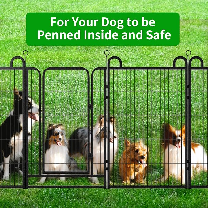 Anti-Rust Dog Playpen, 40in 12 Panels, Snowy Black
