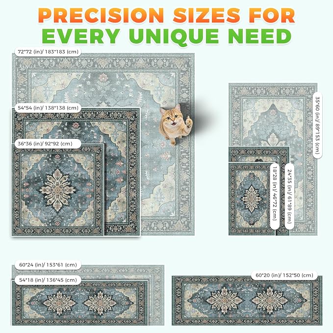Hompet Cat Litter Mat 2 Pack, 24x60 Large Machine Washable Trapping Mats for Cats, Super Absorbent & Urine-Proof Cat Litter Box Mat for Floor, Waterproof & Non Slip Kitty Litter Rug