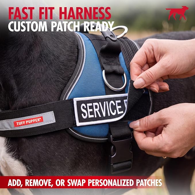 Tuff Pupper Fast Fit No Pull Dog Harness, Escape Proof, Reflective, Blue