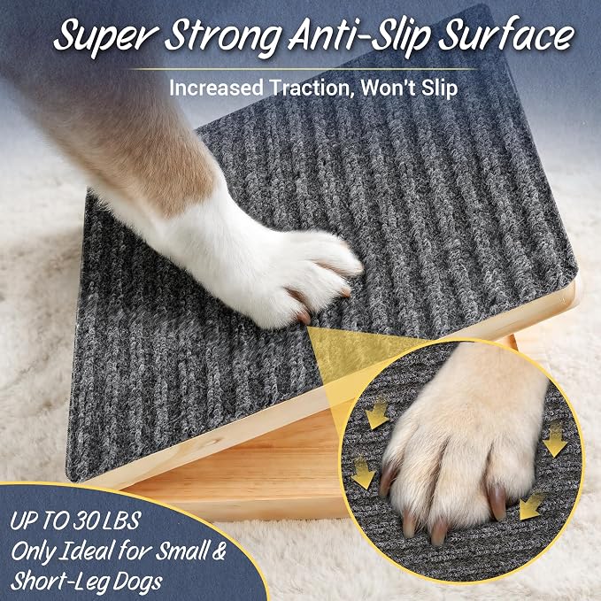 Dog Ramp for Stairs 6 Pack - Adjustable Wooden Stair Wedges for Small Dogs, Foldable Indoor Dog Stair Ramp with Triangular Support and Non-Slip Pads for Senior and Short-Legged Pets