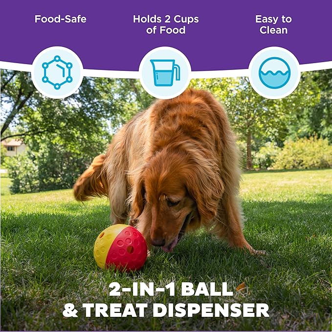 Outward Hound by Nina Ottosson Treat Tumble – Interactive Food-Dispensing Dog Puzzle Ball, Level 1 Beginner, Large, 5.8"