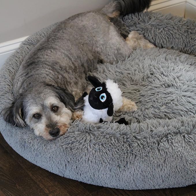 SPOT Baa Baa Black Sheep Plush Dog Toy - Cute and Cuddly Fleece Toy with Squeaker for Medium to Large Dogs and Puppies, 13in Black and White Lamb