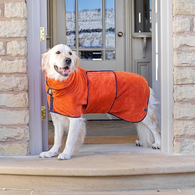 Lucky Pooch® Dog Robe - Luxurious Dog Bathrobe - Ultra Absorbent Dries Your Dogs in Minutes! Double-Layer, Super Soft Towel and Bath Robe All in One (XXS, Amber)