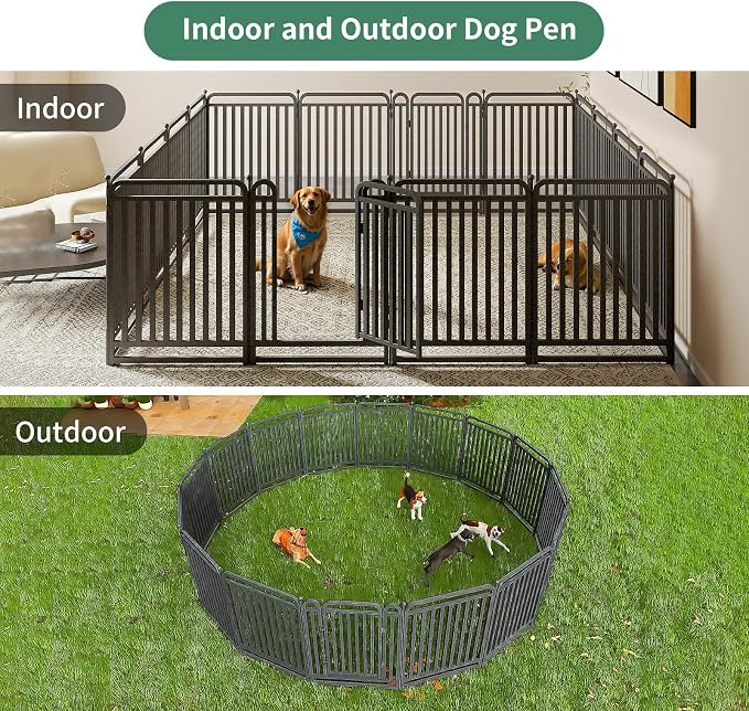 Dog Playpen Outdoor, 40in, 28 Panels, Heavy Duty, Rust Resistant