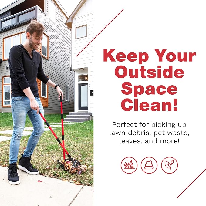 Pawler Pooper Scooper for Large Dogs, Small Dogs and Horses, Metal Poop Scooper Set with Long Handle Rake and Tray for Yard, Grass, Dirt or Gravel, Heavy Duty Aluminum Poop Picker Upper