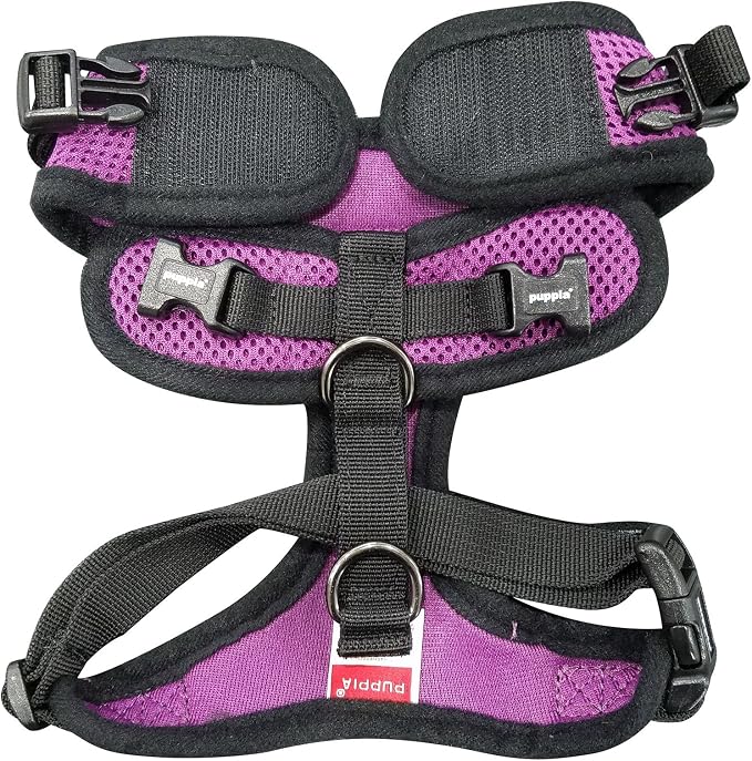 Puppia Authentic RiteFit Harness with Adjustable Neck, Medium, Purple