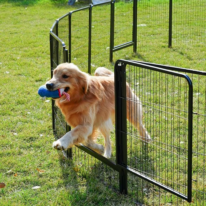 SunsGrove 50 inch 4 Panels Dog Playpen Outdoor for Small and Medium Dogs, Free and Safe Play Dog Fence Indoor, Black