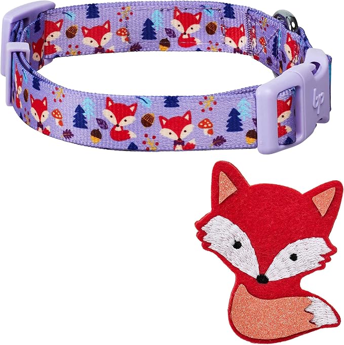 Blueberry Pet Red Fox Adjustable Dog Collar with Detachable Décor, Small, Neck 12"-16"