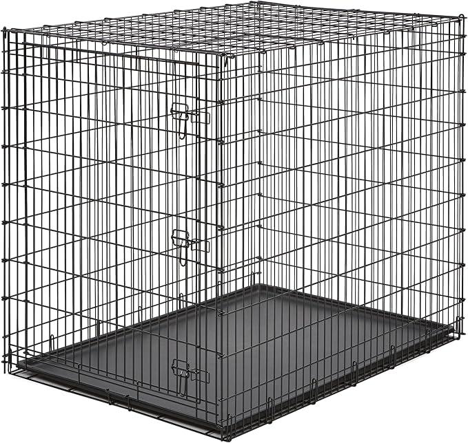 Solutions by MidWest Homes for Pets 54-Inch Drop Pin Crate for Giant Breeds Over 100 lbs, Single Door Dog Crate with Leak-Proof Tray & Secure Latches, Durable Drop Pin Construction