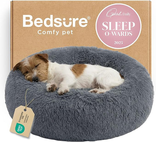 Bedsure Calming Small Medium Dog Bed Donut Washable Puppy Bed,27ins