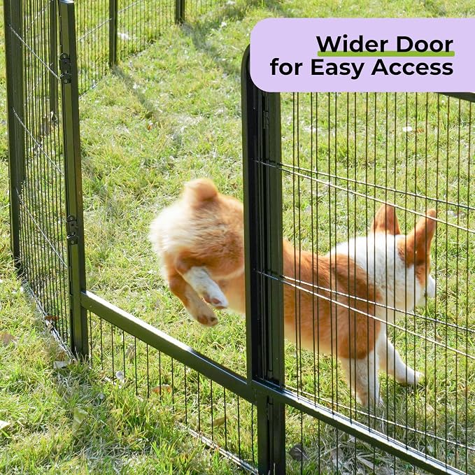 SunsGrove Dog Playpen Outdoor, 24 inch 16 Panels with Wider Door for Small and Puppy Dogs, Free and Safe Play Dog Fence Indoor, Black