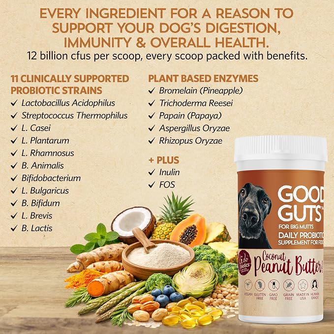 Fidobiotics Good Guts Probiotics for Large Dogs, Pack of 2