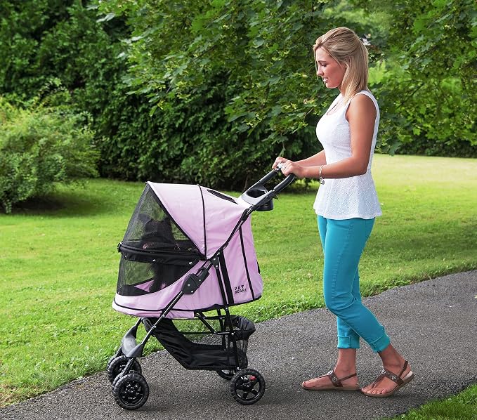 Pet Gear No-Zip Happy Trails Pet Stroller - Pink Diamond