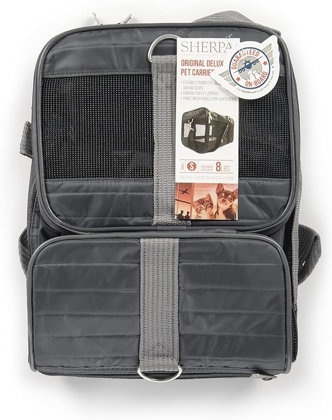 Sherpa Original Deluxe Travel Pet Carrier, Airline Approved, Charcoal Gray, Small