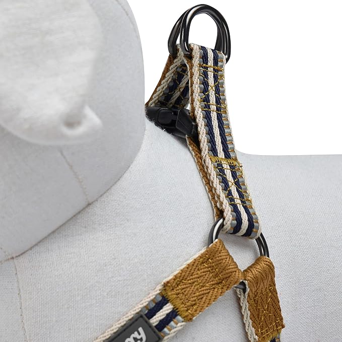Blueberry Pet 5 Colors Step-in 3M Reflective Multi-Colored Stripe Padded Dog Harness, Chest Girth 20" - 26", Olive & Blue-Gray, Medium, Adjustable Harnesses for Dogs