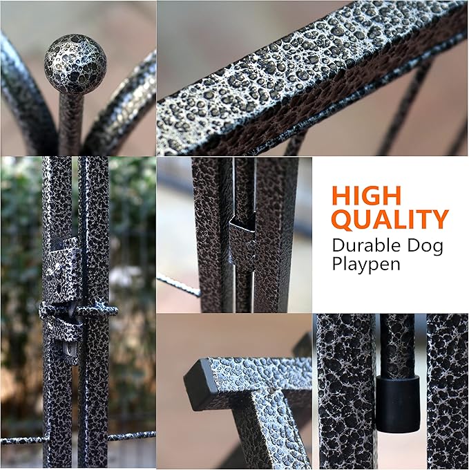 Dog Playpen,24/32/40 Inch Height in Heavy Duty,Folding Indoor Outdoor Dog Exercise Fence, Portable Pet Playpen with Door for Large Medium Dogs - Silver Gray (32 Panels, 32 inch)