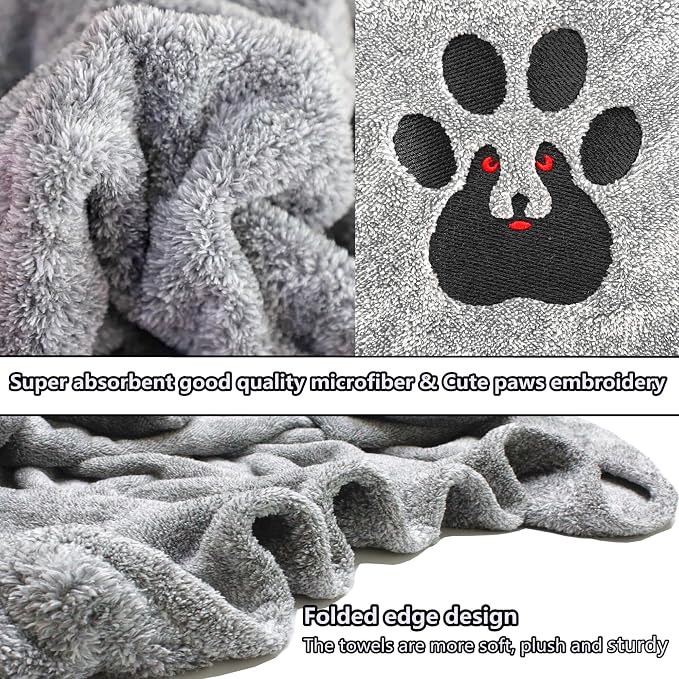Dogvingpk Medium Dog Towel 1 Pack, Super Absorbent Soft Quick Drying Microfiber Pet Bath Towels for Medium & Small Dogs (M-36" * 28", Grey)