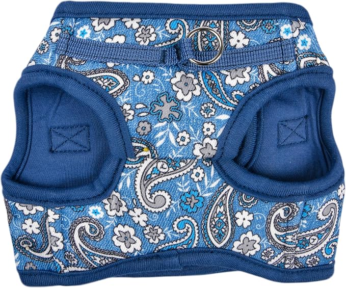 Puppia Cynthia Dog Vest Harness B (Step-in) Fashionable Paisley Pattern Spring Summer Harness for Small and Medium Dogs, Blue, X-Large