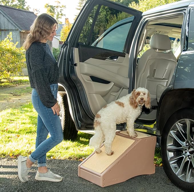 Pet Gear Stramp Stair and Ramp Combination for Dogs/Cats, Easy Step, Lightweight/Portable, Sturdy, Easy Assembly (No Tools Required) 1 Model, Camel