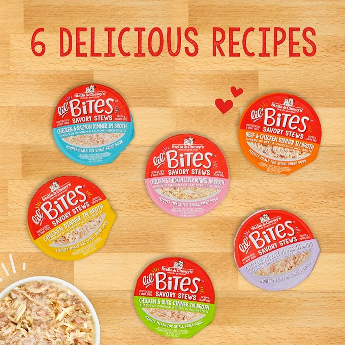 Stella & Chewy's Lil Bites Savory Stews for Small Breeds Chicken & Turkey Dinner in Broth,2.7 oz Cups,(Pack of 24)